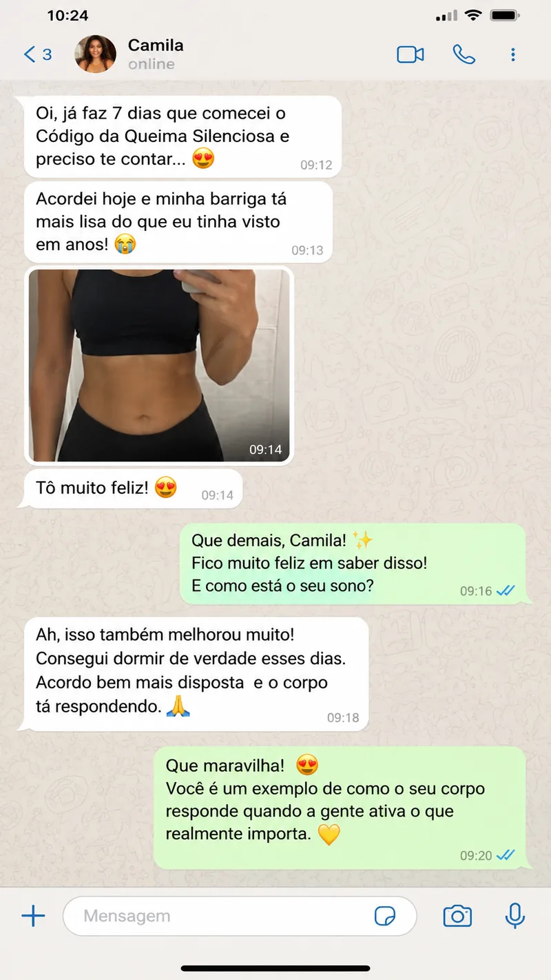 Depoimento de Camila em uma conversa do WhatsApp
