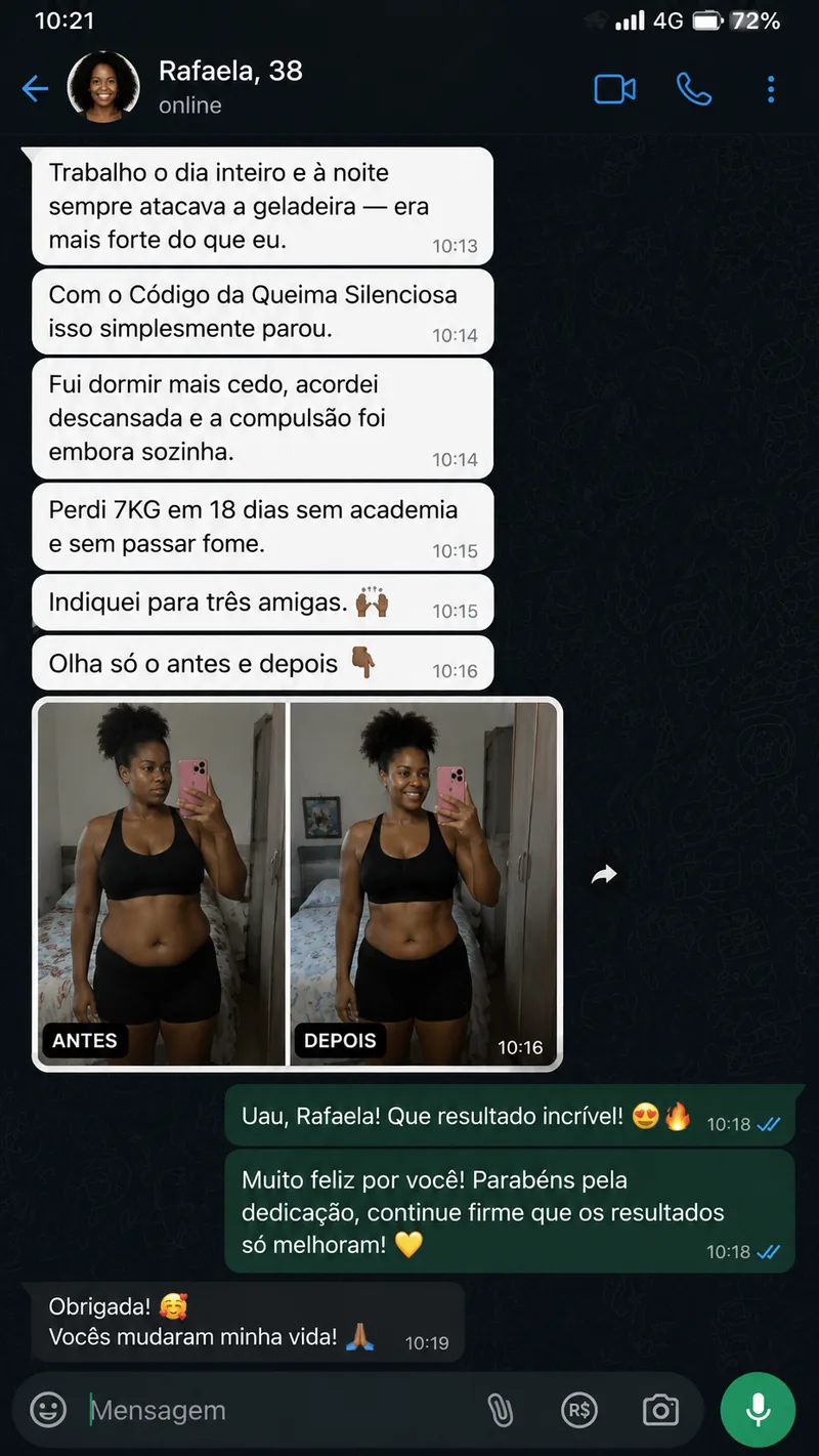 Resultado de Rafaela em 18 dias em uma conversa do WhatsApp